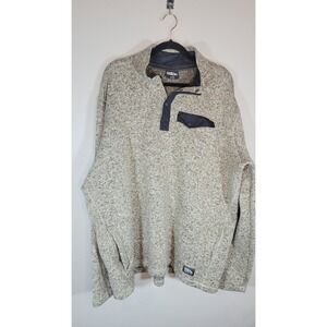 Eddie Bauer‎ Men's Pullover Fleece Sweater 2XLT Heather Tan Snap Mock Neck